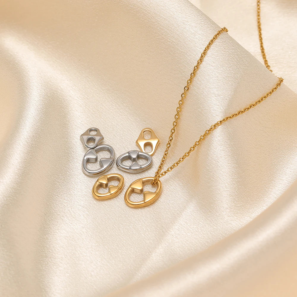 20pcs/bag Stainless Steel 18k Gold Plated Irregular Pig Nose Charms Pendant for Diy Jewelry Necklace Making Jewelry Findings
