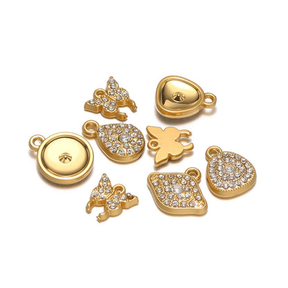 Vintage Stainless Steel 18k Gold Plated Zircon butterfly Heart Eye Charm Pendant for Jewelry Making Wholesale