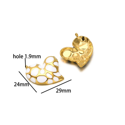 Bohemian Style 18k Gold Plated Stainless Steel Colorful Enamel Heart Charm Pendant for DIY Necklace Jewelry Making
