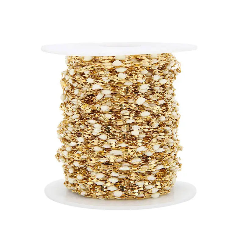 B3664 3mm Lip Shape Enamel Chain Great Quality Stainless Steel Rosary Chain Thin Chain for Necklace Making