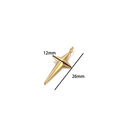 18K PVD Gold Plated Stainless Steel Cross Star Charms Pendant for DIY Jewelry Necklace Bracelet Earrings Making
