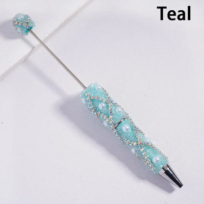 Refillable Blank Beadable Ballpoint Pens with Bubble Pearls Multi-Color Decorative DIY Gift Pens
