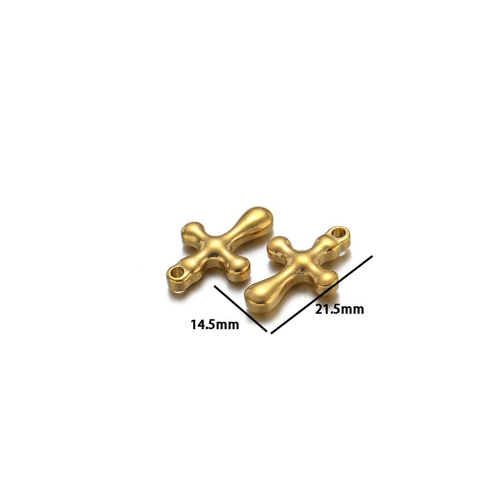 Classic 18k Gold Plated Stainless Steel Cross  Charm Pendant for DIY Necklace Jewelry Making Accessories Wholesale