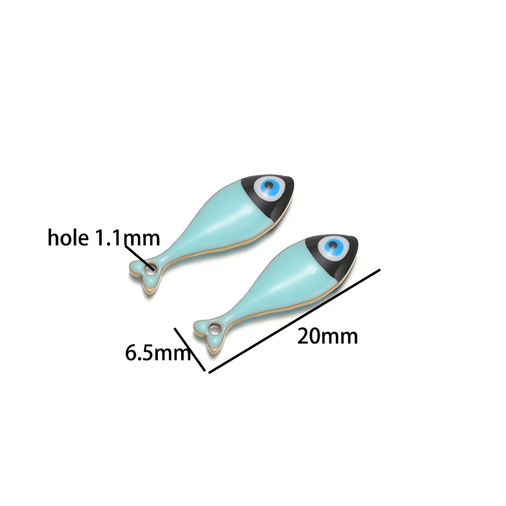 Fashion Jewelry 18k Gold Plated Stainless Steel enamel fish Charm Pendant for Jewelry Necklace Making Accessories