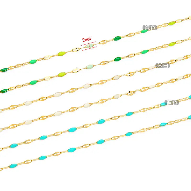 B3664 3mm Lip Shape Enamel Chain Great Quality Stainless Steel Rosary Chain Thin Chain for Necklace Making