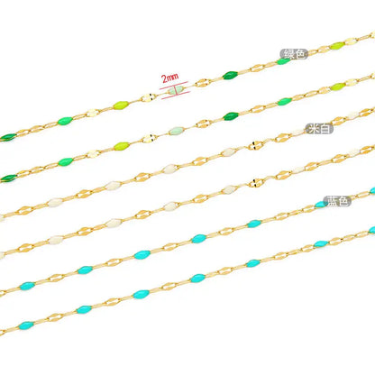 B3664 3mm Lip Shape Enamel Chain Great Quality Stainless Steel Rosary Chain Thin Chain for Necklace Making