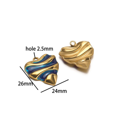 Vintage Exquisite Stainless Steel 18k Gold Plated 26*24mm Enamel Heart Charm Pendant for Diy Jewelry Making Wholesale