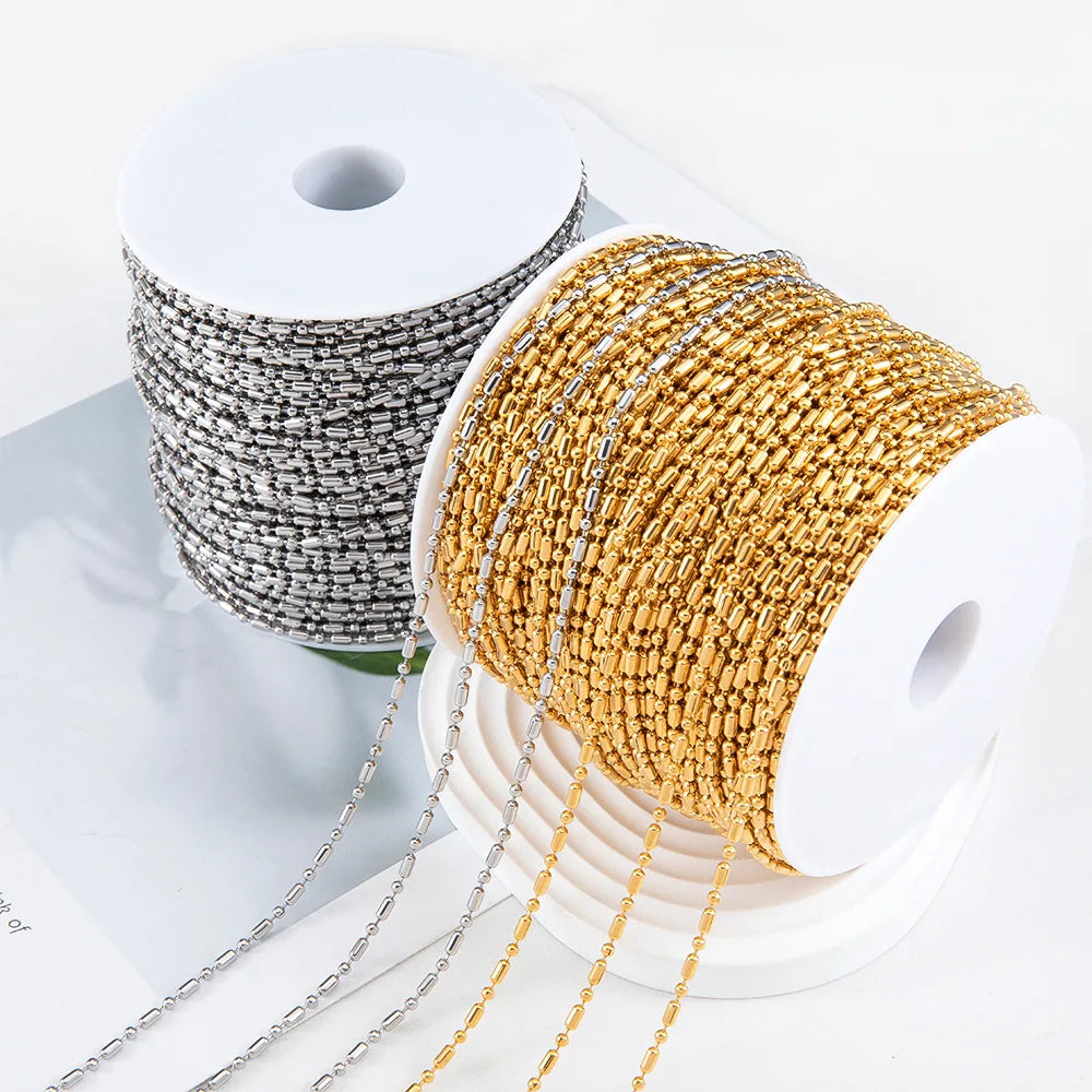 B4858 Ball Beads Chain Silver Gold Chain PVD Stainless Steel Bulk Chains for Jewelry Diy