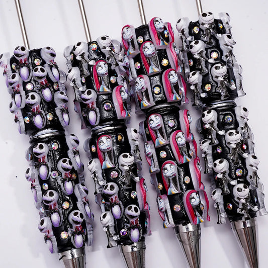 Black Background "Christmas Eve Horror" Series Ceramic Clay with diamond Pen Wholesale Rotating Creative Ballpoint Pen