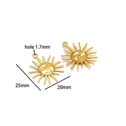 Vintage  DIY Charm 18k Gold Plated Stainless Steel Sun Starfish Flower Charm Pendant for Handmade Necklace Jewelry Making