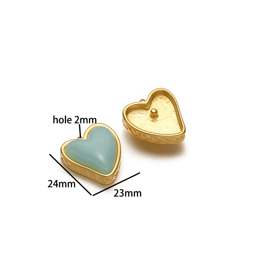 Wholesale Stainless Steel 18k Gold Plated Enamel Elephant Pineapple Heart Zircon Charm Pendant for Jewelry Necklace Making