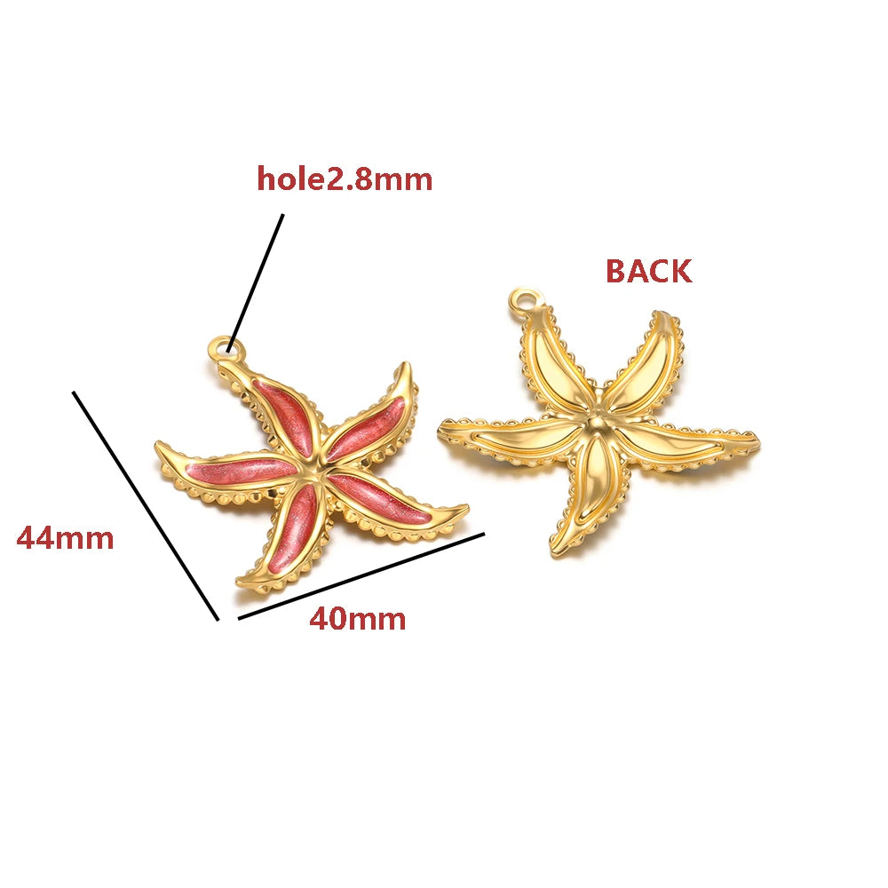 18K Gold Plated Starfish Charms Enamel Pendants Nautical Beach Style DIY Jewelry Making Supplies Accessories