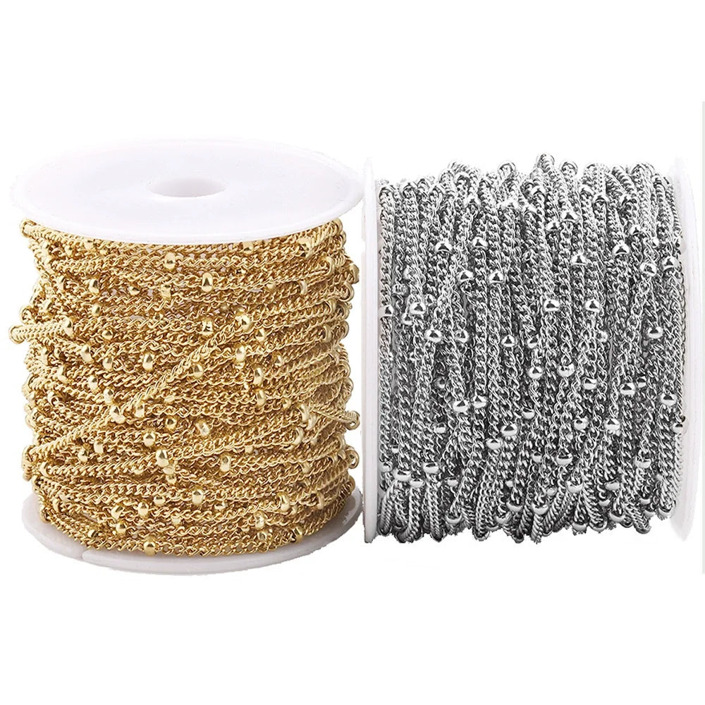 B354 Factory Direct Gold Beads Ball Chain Ins Hot Twist Chain Stainless Steel Chain Necklace Jewelry for Women Men