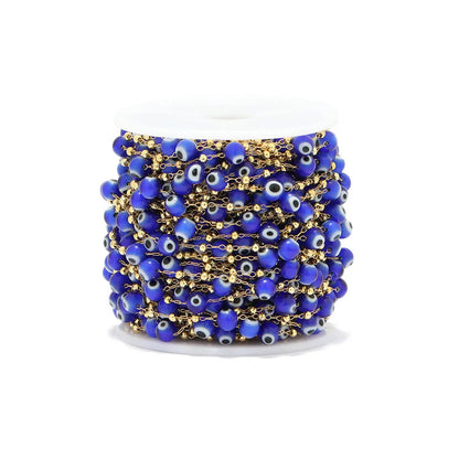 B3338 Rainbow Color Resin Beaded Chain Enamel 6mm Eye Beads Chain Bracelet Necklace Making