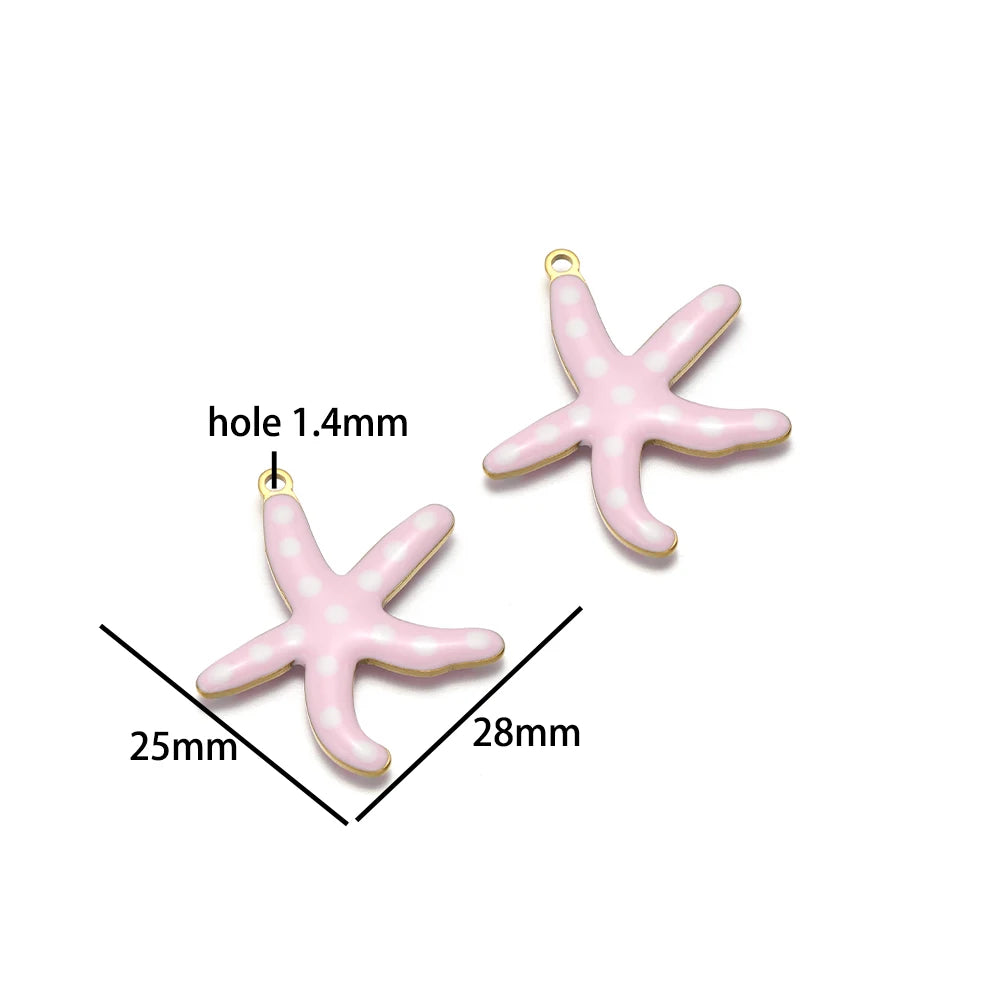 Wholesale Enamel Charms 18k Gold Plated Stainless Steel Enamel Starfish Fish Charm Pendant for DIY Necklace Jewelry Making