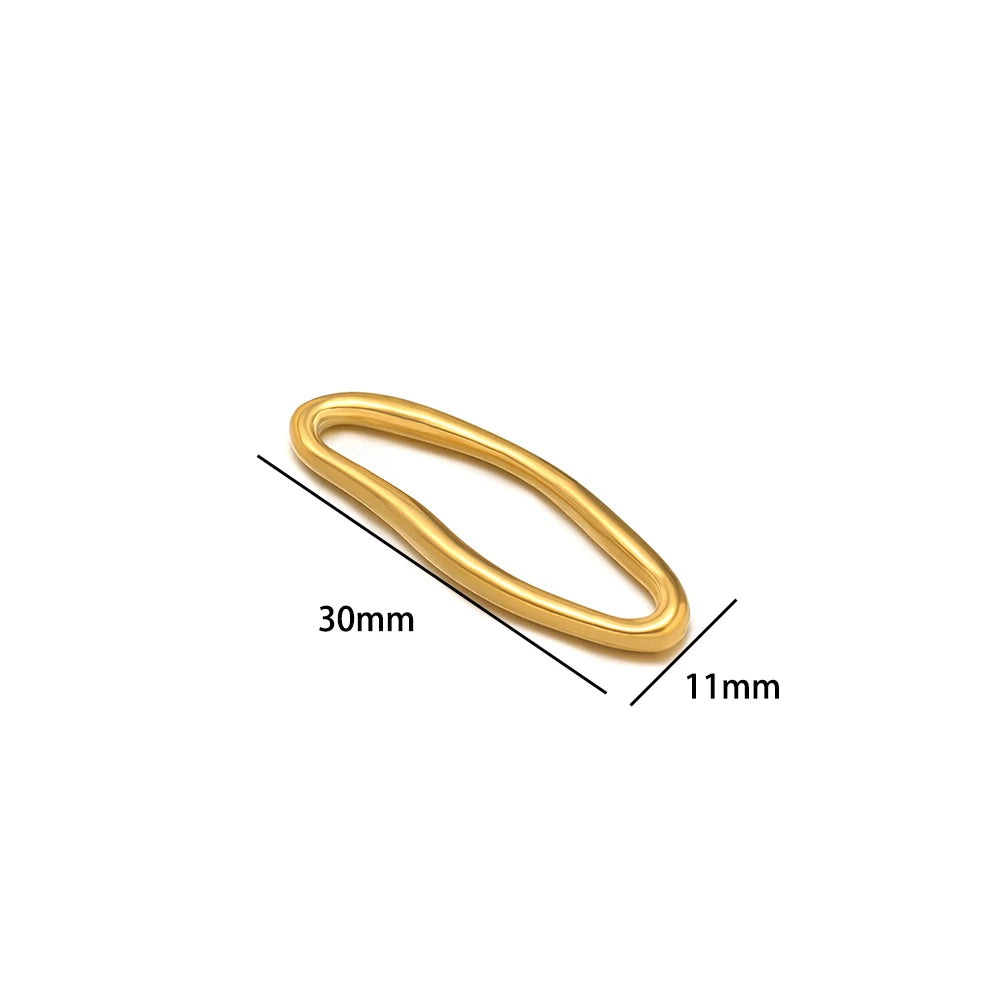 18K Gold Plated 304 Stainless Steel O-Shape Lip-shape Irregular Oval Charm Pendant for Necklace Supplies Bracelet Jewelry