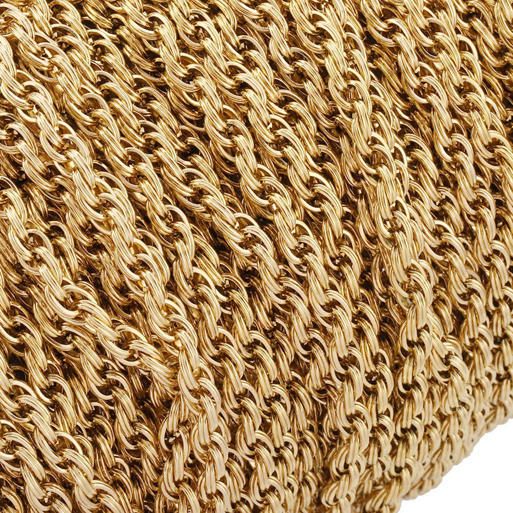 B4583 Permanent 18k Gold Vacuum Plated Twist Stainless Steel Chain Thick Hip Hop Chain for Jewelry Diy