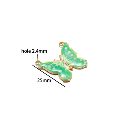 New Trendy Stainless Steel 18k Gold Plated Enamel Butterfly Leaves Flower Charm Pendants for Jewelry Necklace Making Accessories