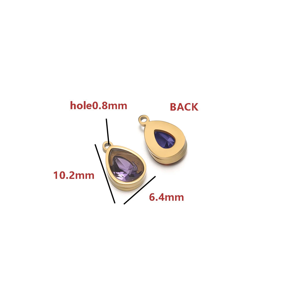 2-in-1 18K Gold Plated Teardrop Stone Setting Pendant with Single-Sided Rhinestone Accents 0.8mm Single-Hole