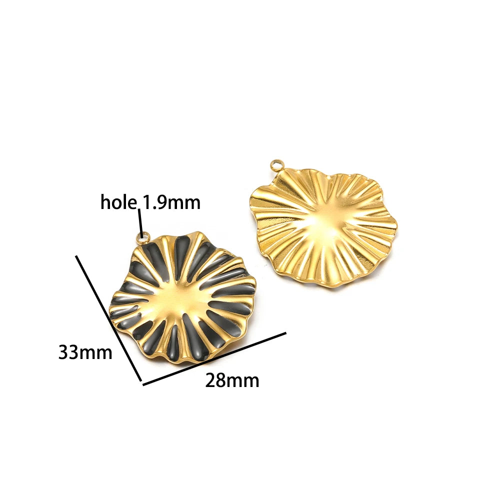 Vintage Style Stainless Steel 18k Gold Plated Enamel Star Round Charm Pendant for Jewelry Necklace Making Accessories