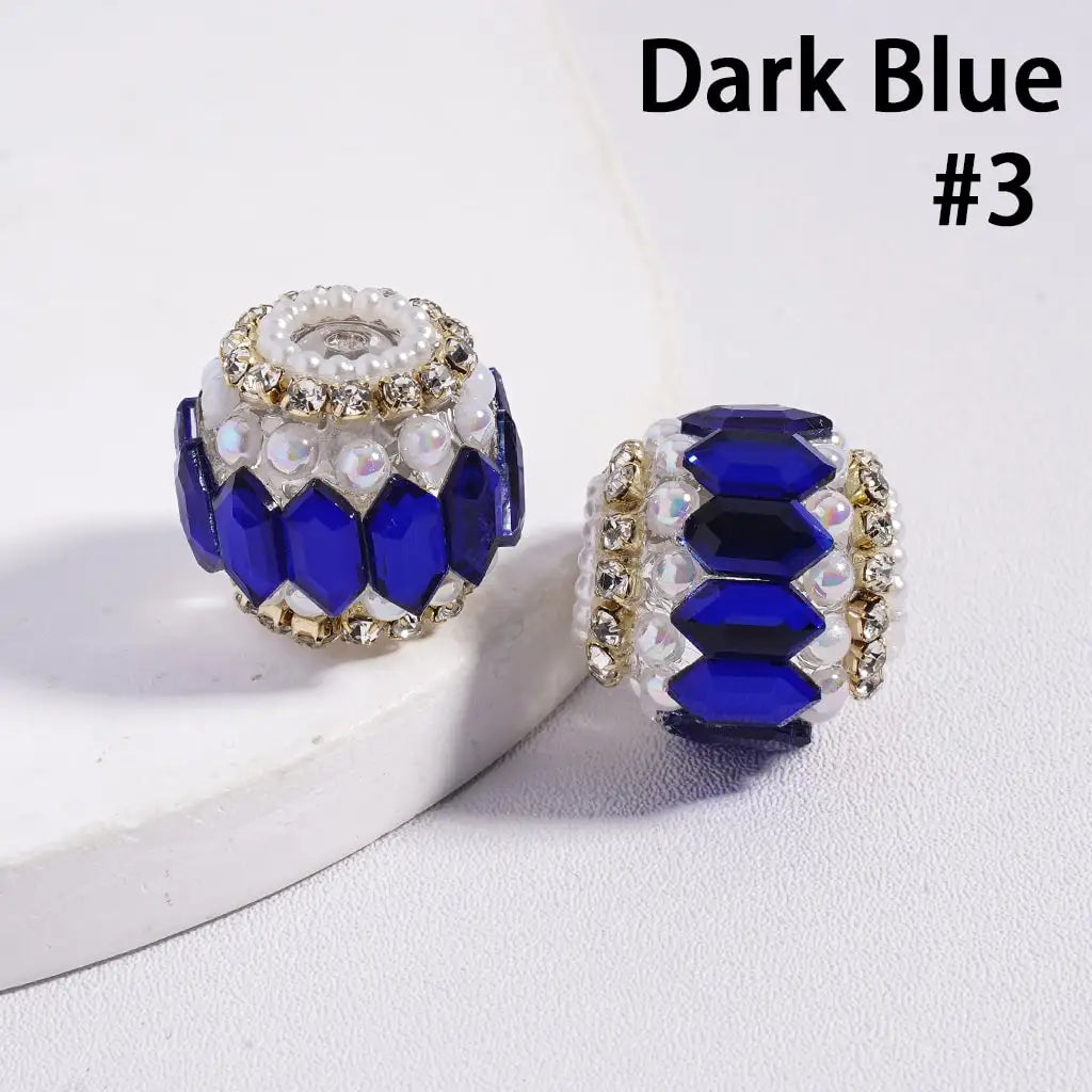 Round Acrylic Plastic Lucite Rhinestone Beads with White Pearl Clear Chains for Pen Keychain Making