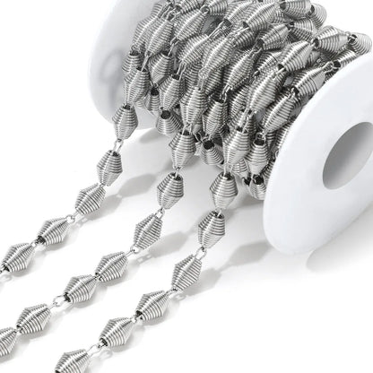 E551 18k Gold Stainless Steel Vintage Chunky Necklace Chain Accessories Link Beaded Chains for Custom Jewelry