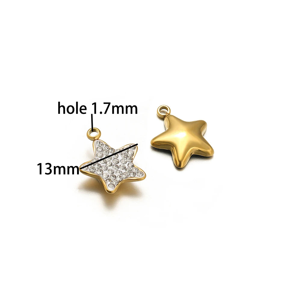 Trendy Handmade Stainless Steel 18K Gold Plated  Fashion Colorful Zircon Star Charm Pendant for Jewelry Necklace Making