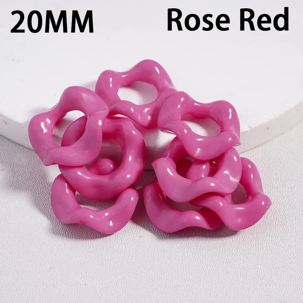 Solid Color Acrylic Beads with Wavy Shape Spacer for Pen Accessories Large Hole 20mm