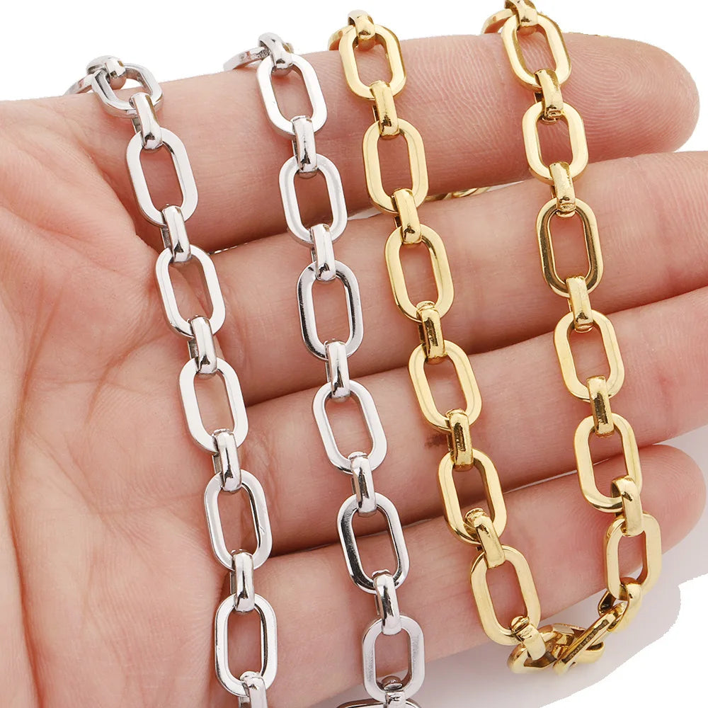 D054 Non Tarnish Top 18k Gold Plated Stainless Steel Chain Bulk Link Necklace Bracelet Making Diy Chain Findings