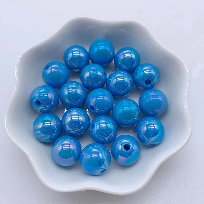 Hot Sale 500G/bag Acrylic Beads AB Plating Plastic Round Loose Beads for Mobile Phone Chain Bracelet Jewelry Making