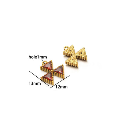 18k Gold Plated Stainless Steel Four Leaf Clover Triangular Droplet Oval Heart Zircon Charm Pendant for DIY Jewelry Making