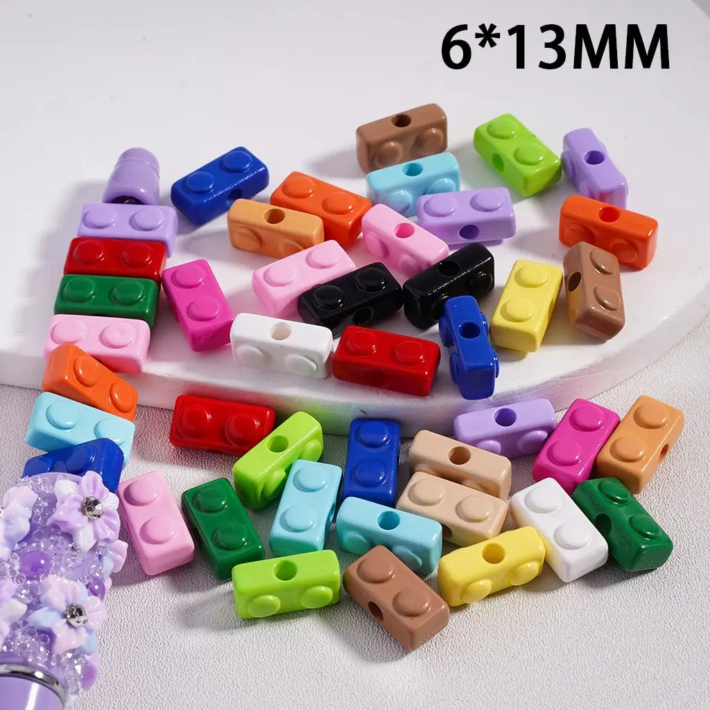 Mini Cute Solid Color Acrylic Building Block Beads for Handmade DIY Accessories