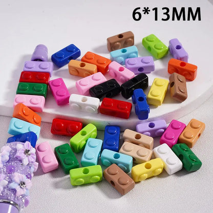 Mini Cute Solid Color Acrylic Building Block Beads for Handmade DIY Accessories