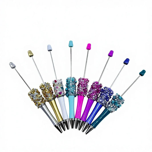 DIY Portable Plastic Ballpoint Pen with Clear Rhinestones Solid Color for Wedding Party Favors Bulk Promotional Use