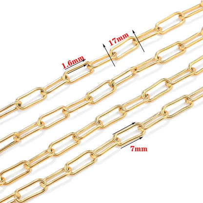 B360 High Quality Stainless Steel Paper Clip Chain 7mm Thick Chain Hot Selling Gold Filled Crossed Chain Jewelry