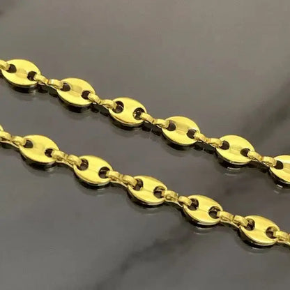 B2098 New Design Coffee Bean Chain Gold Silver Pig Nose Chain Stainless Steel Chain for Bracelet