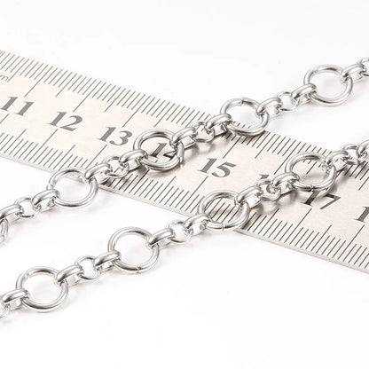 A1625 Unique Round Circle Link Chain Fashion Stainless Steel Bulk Roll Jewelry Chain for Necklace Jewelry Diy