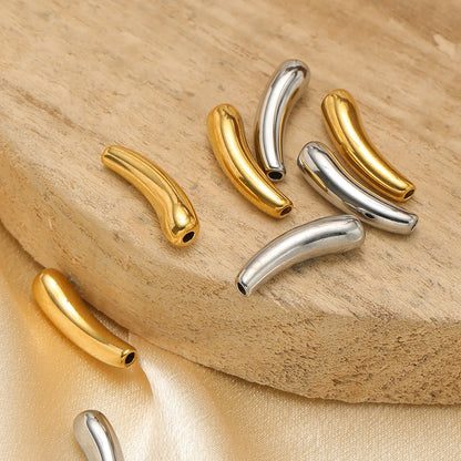 Polished 18k Gold Plated Stainless Steel Irregular Eggplant Charm Beads Pendant for DIY Jewelry Making Accessories
