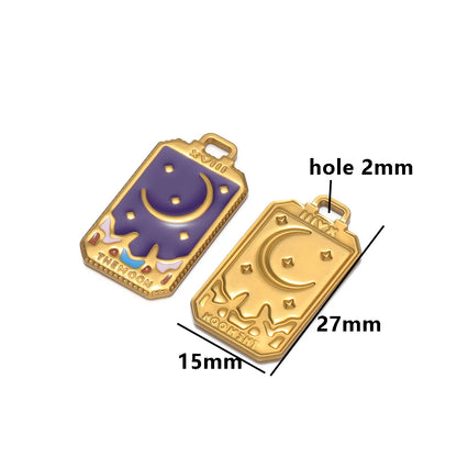 Fashion 18k Gold Plated Stainless Steel Enamel Moon Star Charm Pendant for DIY Handmade Necklace Earrings Jewelry Making