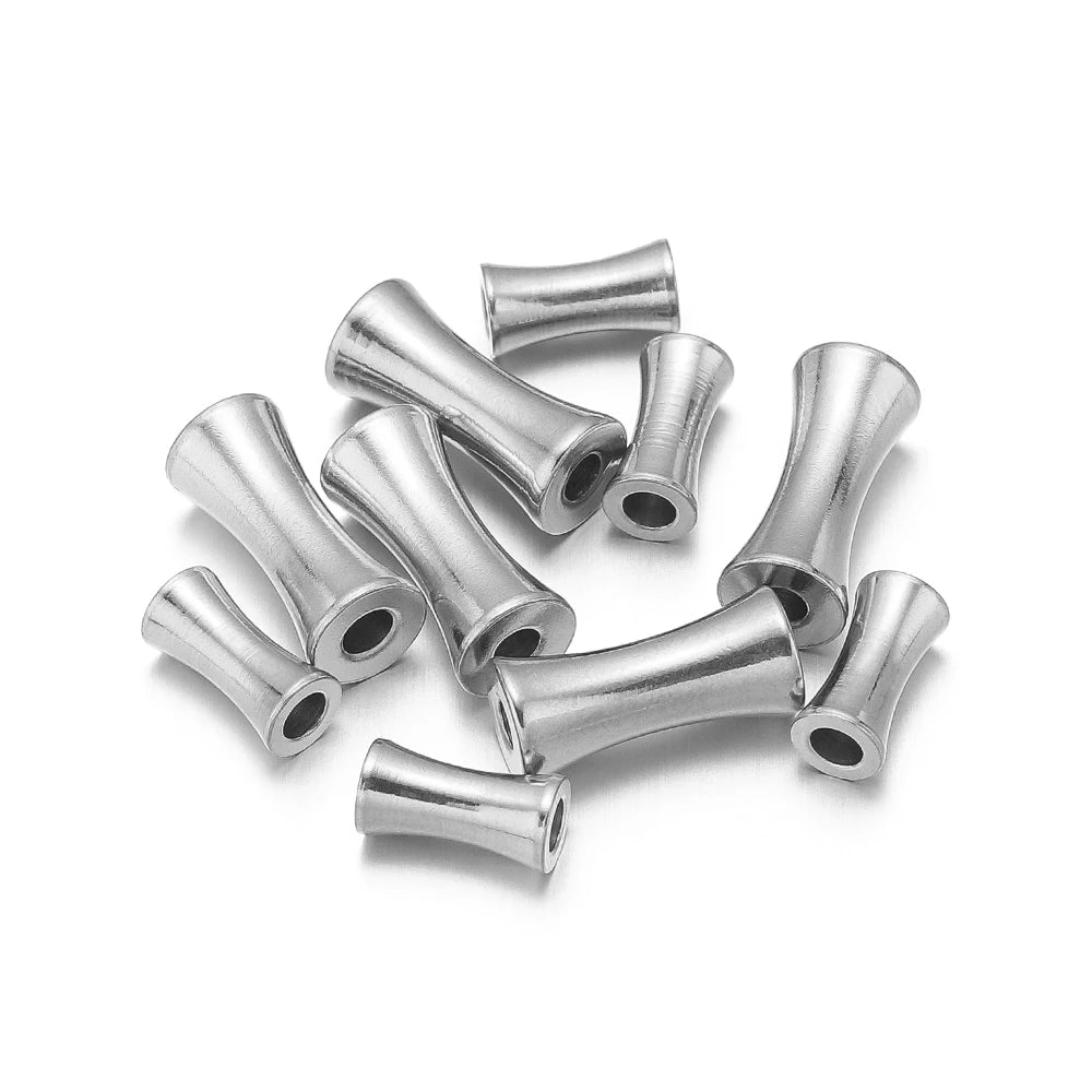 Stainless Steel 18k Gold Plated Jewelry Bone Shape Bead Vacuum Camber Beads for DIY Jewelry Making Accessories