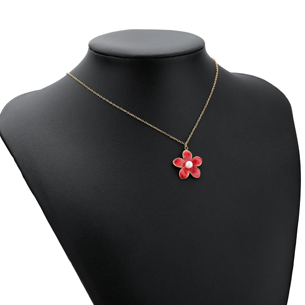 Wholesale DIY Jewelry Finding Stainless Steel 18k Gold Plated Multi Colore Flower Charm Pendants for  Jewelry Necklace Making