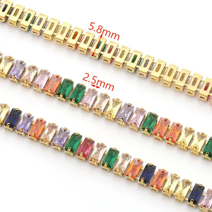 E586 5.8MM Truck Chains Luxury Fashion Gold Plated Jewelry Colorful Zircon Pave Tennis Stainless Steel Chain for Men Women