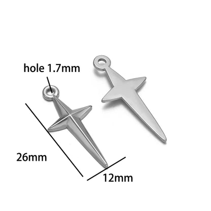 Popular Design 18k Gold Plated Stainless Steel Cross Star Charm Pendant for Women Jewelry Making Accessories