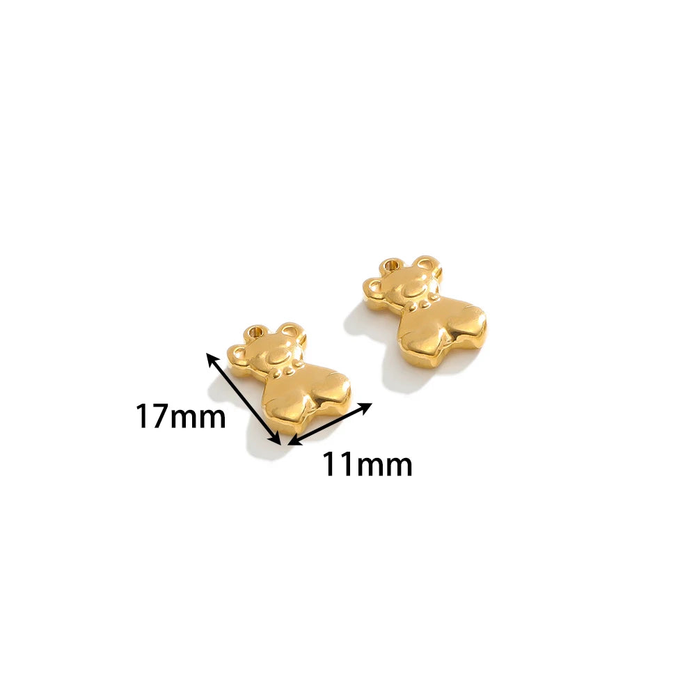 Popular Stainless Steel Gold Plated Charm Love Lock Bear Heart  Charm Pendant for DIY Jewelry Necklace Making