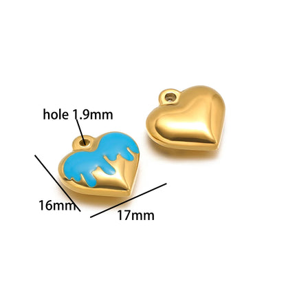 Fashion Heart Charms Stainless Steel18k Gold Plated Enamel Heart Charms Pendant for DIY Jewelry Necklace Making