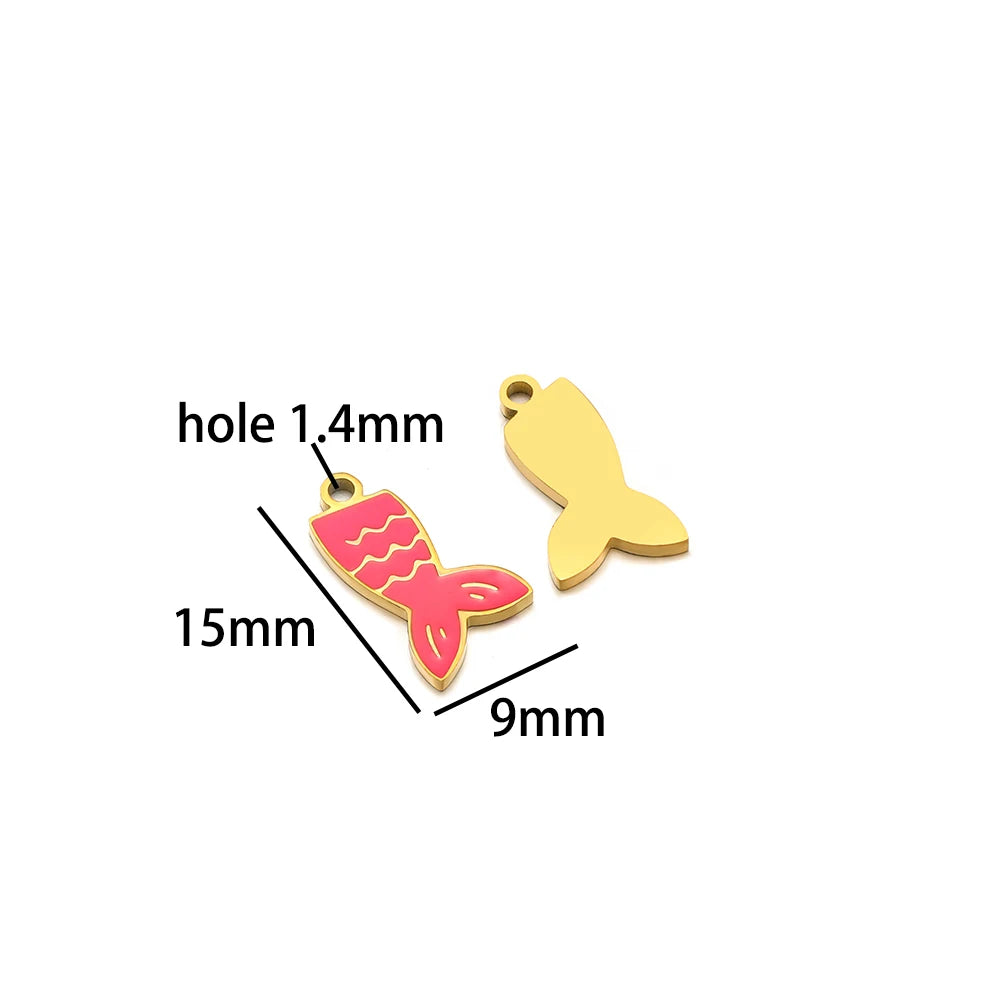 Fashion 18k Gold Plated Stainless Steel Enamel Fish Lobster Charm Pendant for DIY Jewelry Making Jewelry Findings