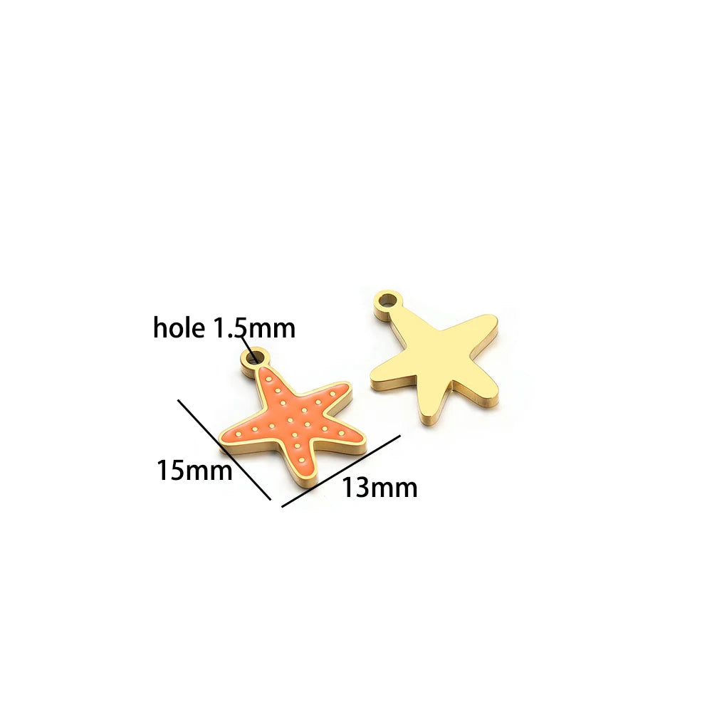 Gold Plated Stainless Steel Enamel Star Gift Bag butterfly Heart Charm Pendant for Jewelry Necklace Making Accessories