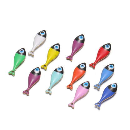 Fashion Jewelry 18k Gold Plated Stainless Steel enamel fish Charm Pendant for Jewelry Necklace Making Accessories
