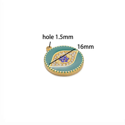 Best Selling 18k Gold Plated Stainless Steel Drip Oil Zircon Eye Charms Pendant for Women Jewelry Necklace Earrings Making
