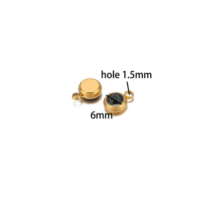 Hot Sale Colorful Pendant 304 Stainless Steel 18k Gold Plated 6mm Crystal Bead Charm Pendants for DIY Necklace Bracelet Making